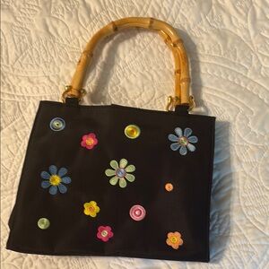 Floral Embroidered Black purse